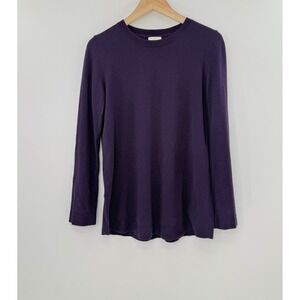 J.Jill Women's Dark Purple Long Sleeve Crew‎ Neck Knit Top Sz XS Preppy